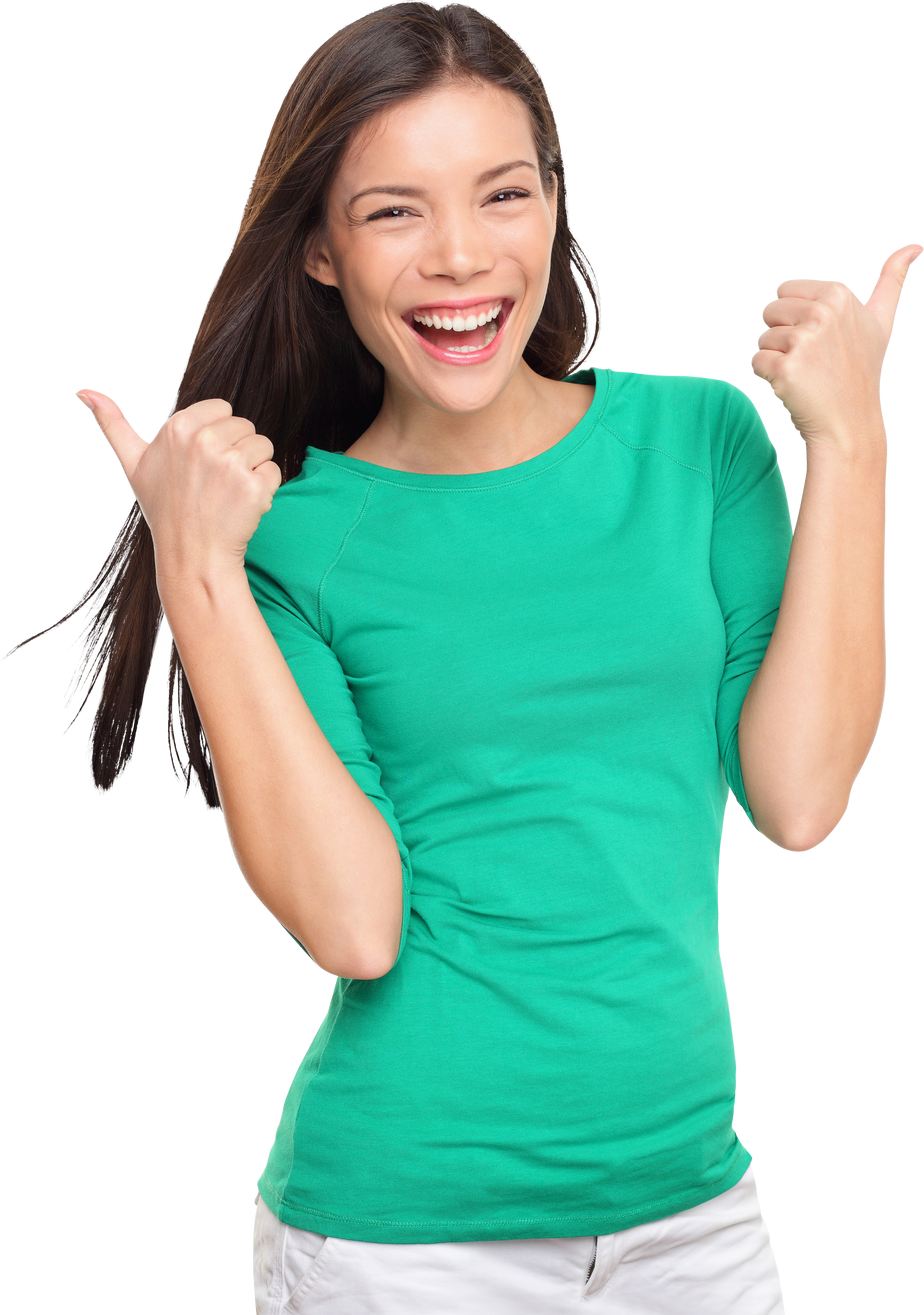 Thumbs Up Happy Excited Woman Isolated